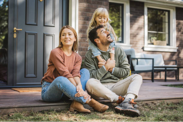 Happy family enjoying comfortable air-conditioned Florida home